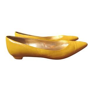 J. Crew Pointed toe Italian Leather Yellow flats size 8.5